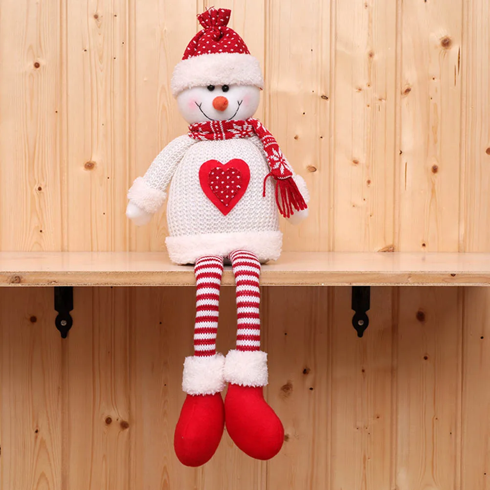 Рождественская сидячая кукла украшение с длинными ногами Санта Клаус снеговик