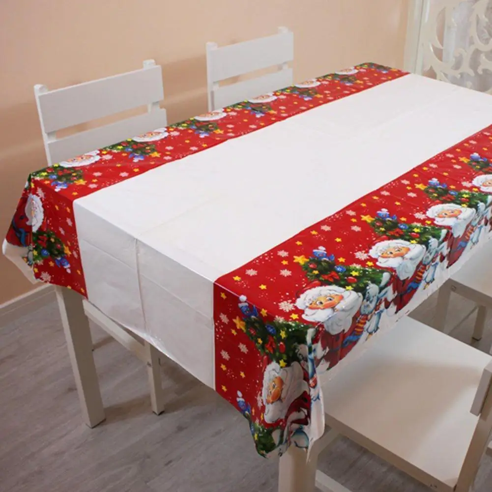 

108*180cm Disposable Tablecloth Christmas Decorations For Home PE Table Cloth Waterproof Anti-stain Christmas Tablecloth 20 O6V9