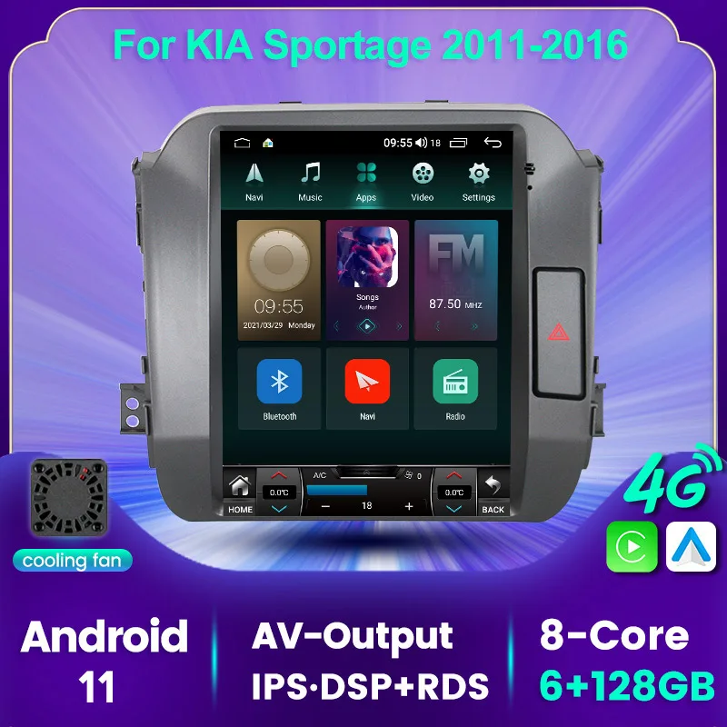 NaviFly Android 11 для Tesla Style Screen Kia Sportage 3 SL 2010 2016 автомобильный Радио мультимедийный