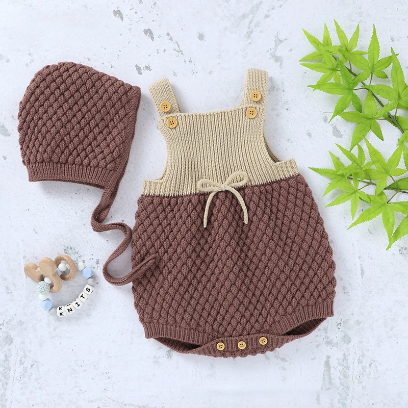 

Детское боди LZH, комбинезон на весну и лето + шапка, комплект из 2 предметов, модный Вязаный комбинезон для новорожденных девочек 0-1-2 года