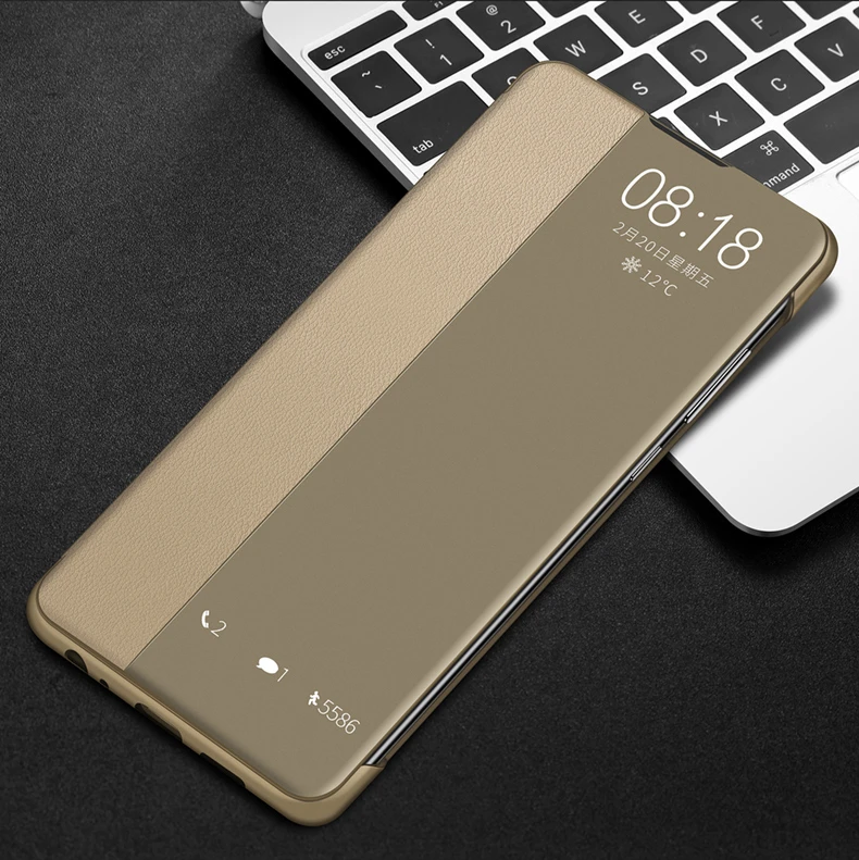Золотой Ультра тонкий флип-чехол для телефона huawei P30 P20 Pro mate 20 Lite X 10 P10 Plus mate 20 mate 10 P 30 P30 Окно просмотра Авто Режим сна - Цвет: Золотой