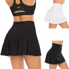 Женская плиссированная мини-юбка с высокой талией, Повседневная теннисная форма, юбка с карманами, модная однотонная Спортивная юбка для женщин, Прямая поставка