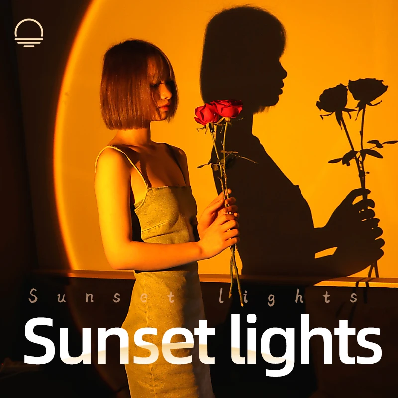 

Sunset Projection Lamp Rainbow Atmosphere Led Night Light Sunset Light For Home Bedroom Background Wall Tiktok USB Table Lamp