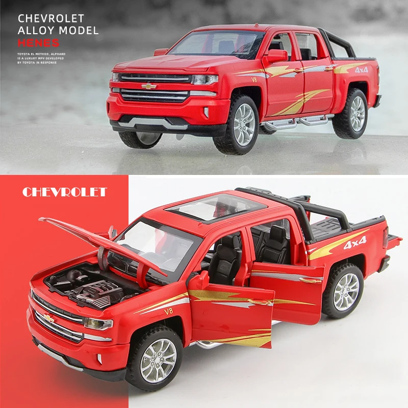 Модель автомобиля Chevrolet Silverado Pika из сплава 1:32 литый под давлением игрушечный