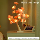 Светодиодная настольная лампа с питанием от USB, ночник в виде розы, цветов, дерева, украшение для дома, декор для вечеринки, Рождества, свадьбы, спальни
