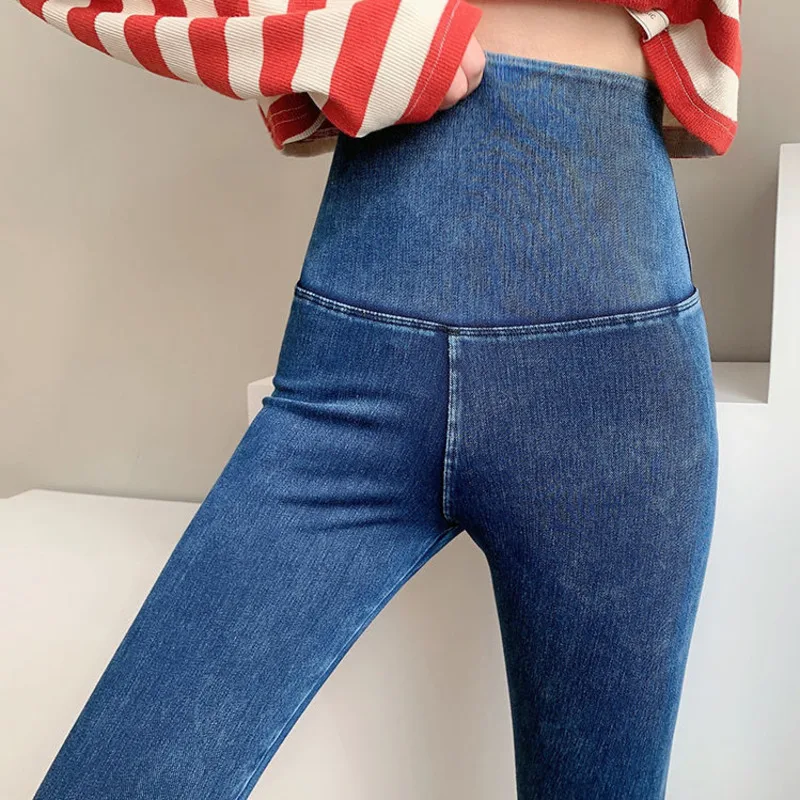 

Women Leggings High Waist Stretch Skinny Denim Pencil Pants Lift Hip Spring Autumn Femme Plus Size 2021