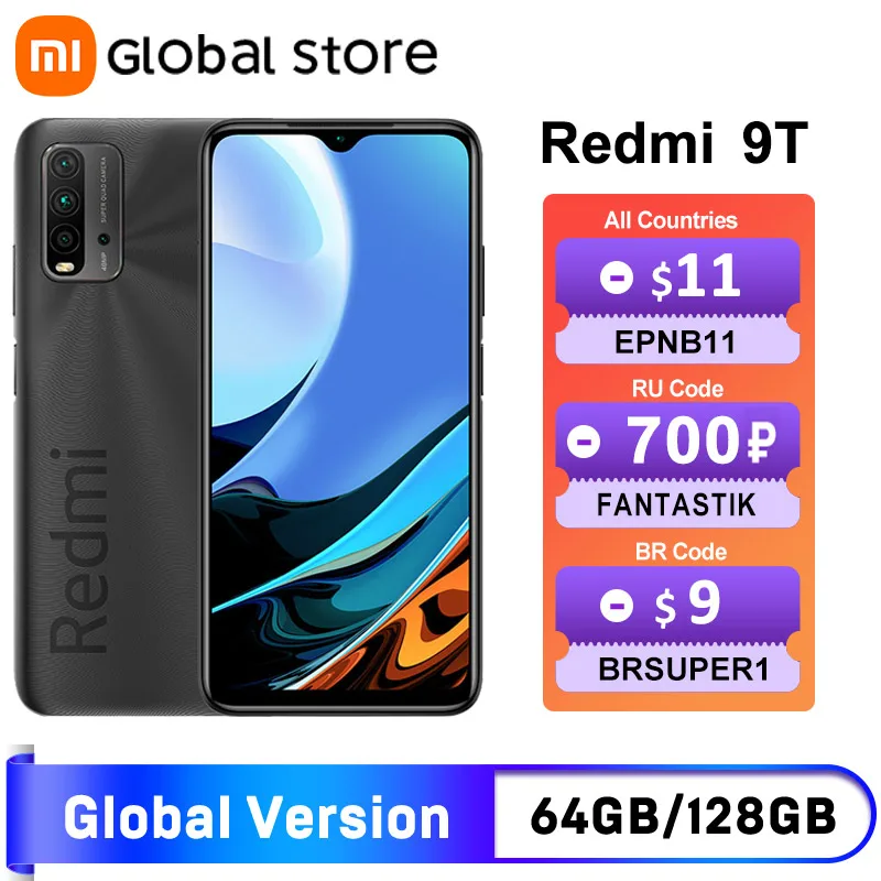 Мировая премьера глобальная версия смартфона Xiaomi Redmi 9T 4 Гб 64 ГБ/4 128 ГБ/6 ГБ Snapdragon 662