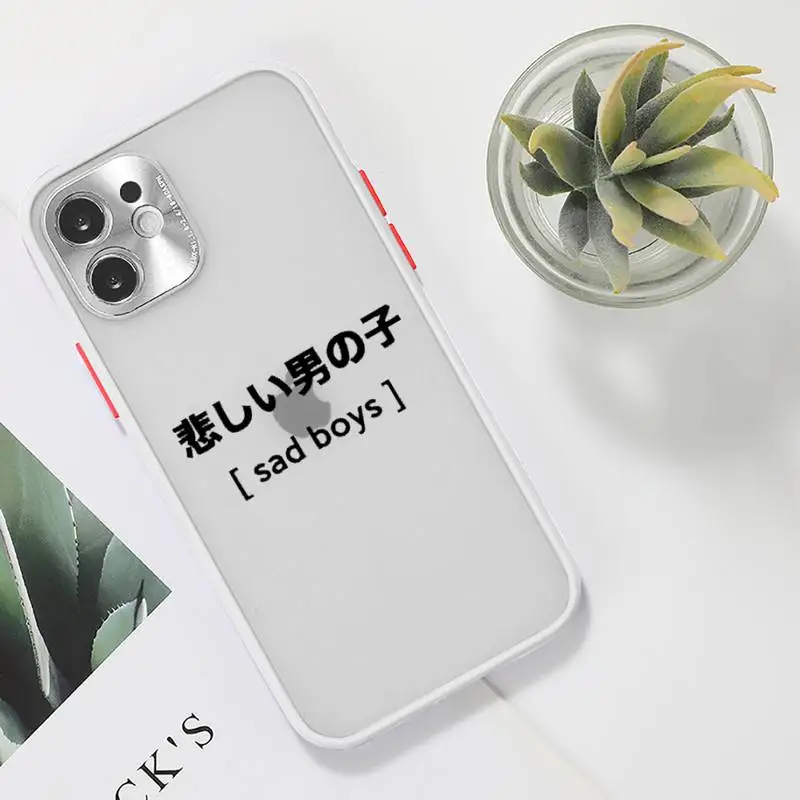 

Japanese Harajuku Manga Comics Phone Case For iPhone 12 11 Mini Pro XR XS Max 7 8 Plus X Matte transparent White Cover