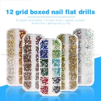 nail art jewelry set 12 grid strip boxed symphony glass ab diamond nail art high silver flat diamond nail decoration