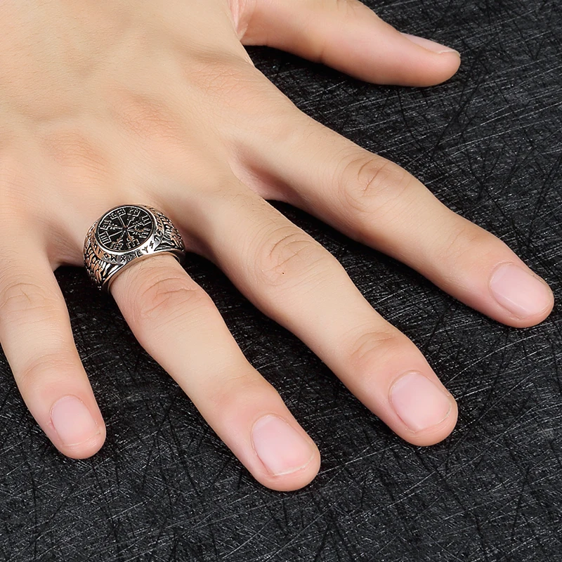 Винтажное кольцо с логотипом Викинг один из нержавеющей стали компасом мужское