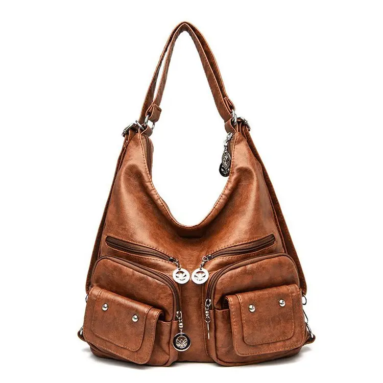 

Genuine Leather Women's Bag Oversized Bags Women's New Multi-Pocket Shoulder Backpack Portable Multi-Purpose Mother Bag Bags