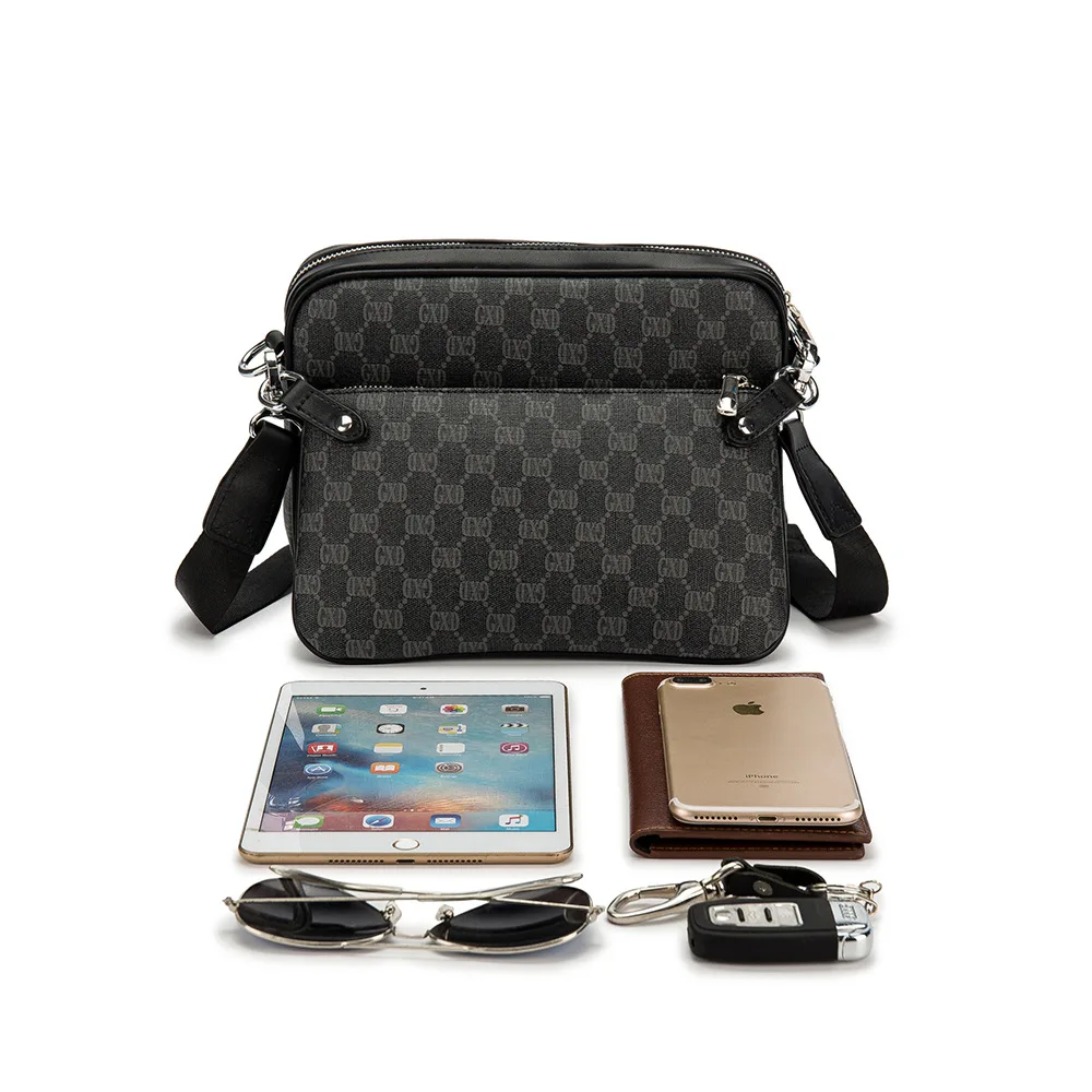 

Luxury Handbags and Purses Men's Messenger Bag Designer Plaid Leather Sling Shoulder Crossbody Bags for Men 2021 Bolso De Hombre
