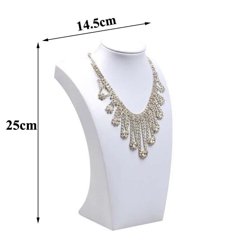 

Hot Sale PU Mannequin Bust Necklace Stand White Jewelry Packaging Display Both for Business Home Usage Jewellery Storage Holder