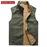 spring and autumn casual vest mens double sided wear loose middle aged and elderly pure cotton breathable sleeveless waistcoat