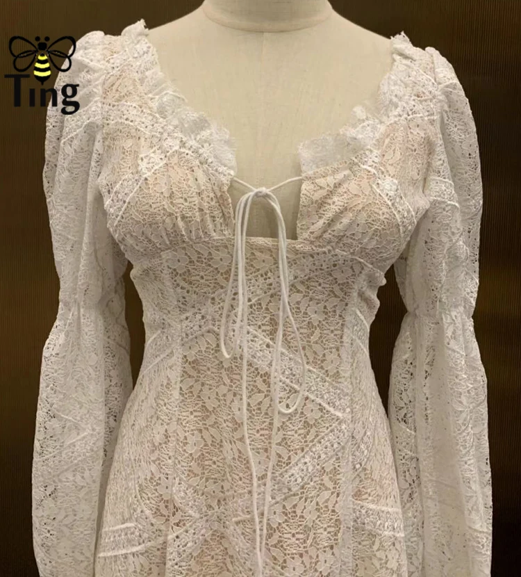 Женское кружевное мини платье Tingfly облегающие вечерние платья с вырезом