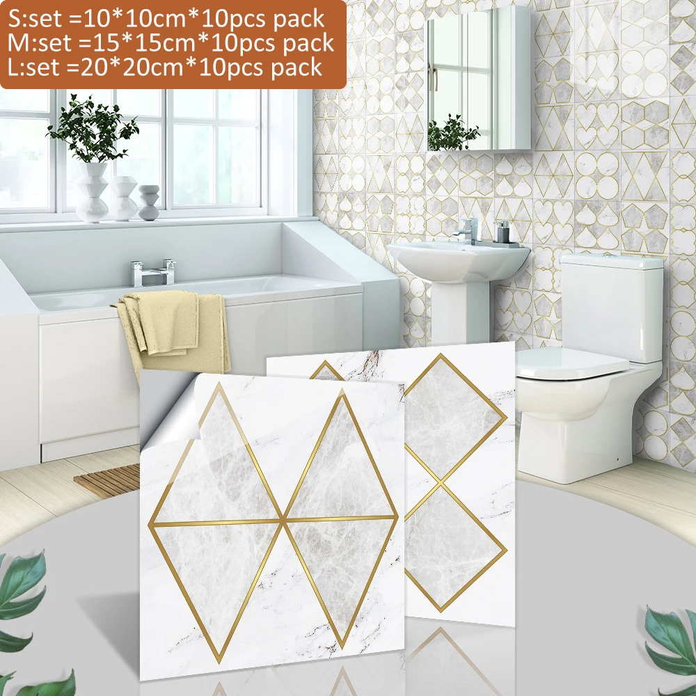 

Художественные золотистые геометрические наклейки на стену прохода, водонепроницаемые влагостойкие обои, декор для ванной комнаты