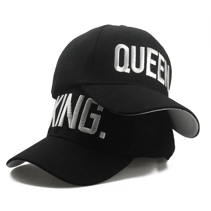 

KING QUEEN Couple Lover Baseball Caps Snapback Men Women Visor Dad Bone White Black Golden Hip Hop Sport Gorras Casquette Hats