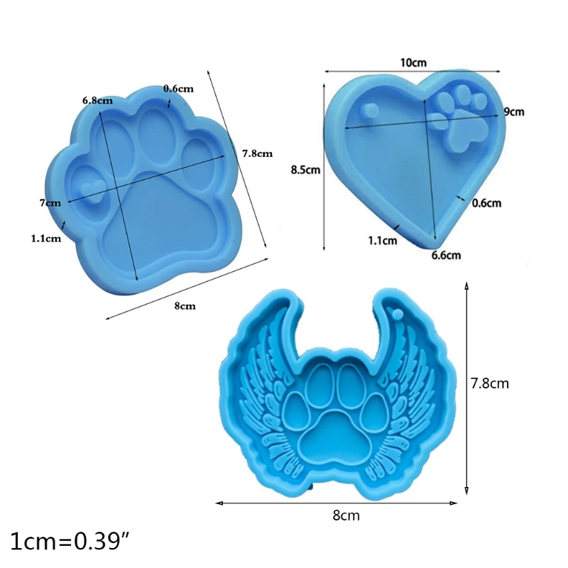3 шт./компл. &quotсобачья лапа&quot Стиль брелок эпоксидная смола форма ожерелье кулон