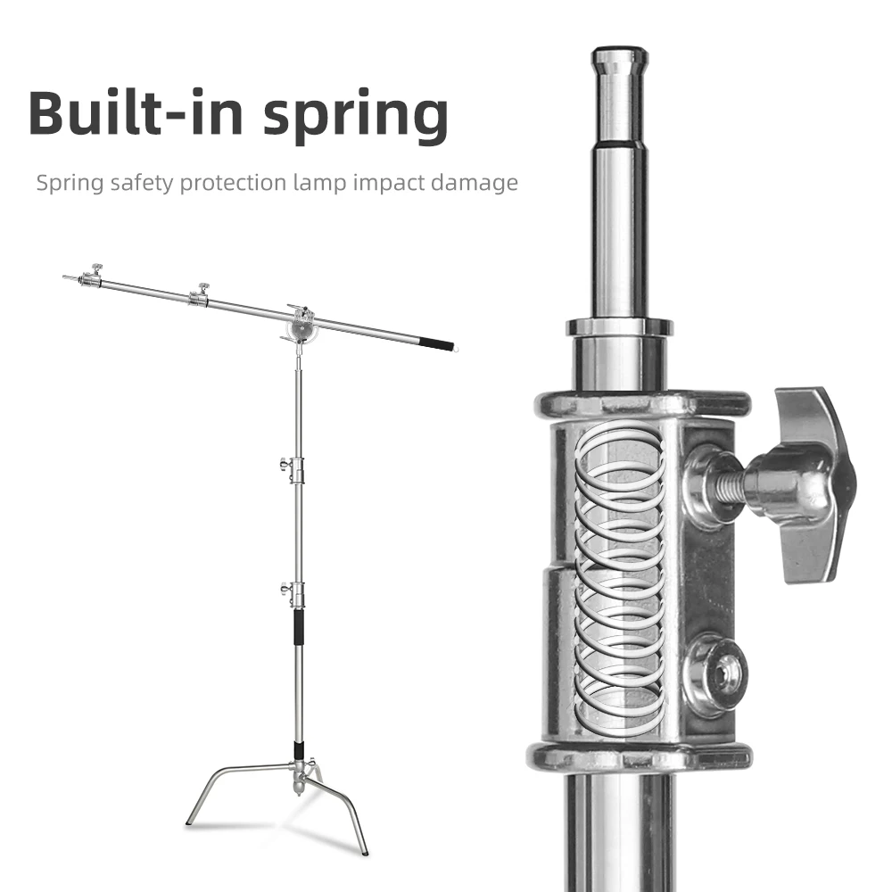 Металлическая максимальная высота 330 см регулируемая отражательная стойка с 95-230 см держателем стрелы для фотостудии видеосъемки, монолайт