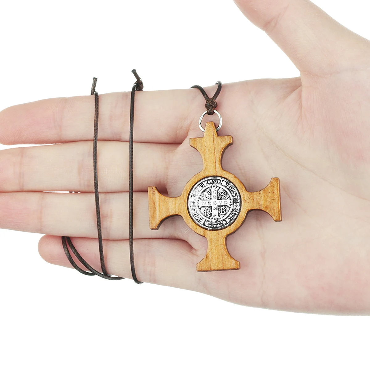 Католический деревянный Санкт медаль Бенедикта крест подвески религиозная