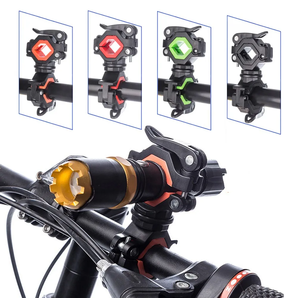

Bike Bracket Clip 360° Rotation Double Lock Light Holder Fit Tube Diameter 20-35mm Bicycle Torch Bracket Clip Accessories