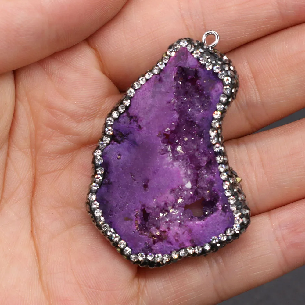 

Natural Stone Charm Round Shape Agates Pendant for Women Gifts Jewelry Making DIY Necklace Accessories Size 35x45-38x58mmmm
