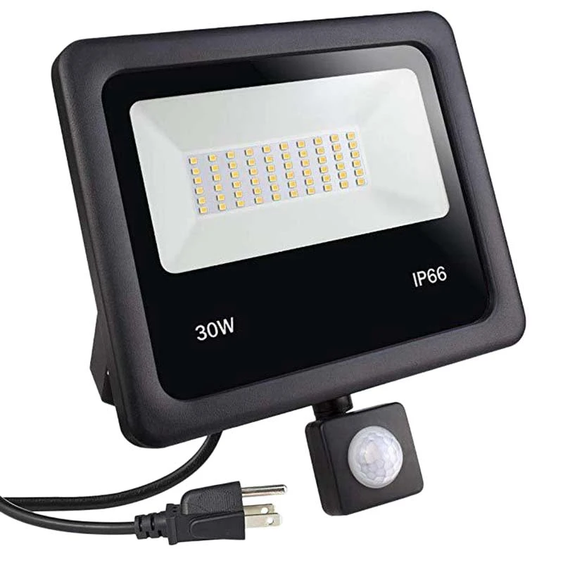 

30W Motion Sensor LED Flood Lights PIR Induction Spotlights IP66 Waterproof 3000K Warm White For Garden Park(US Plug)