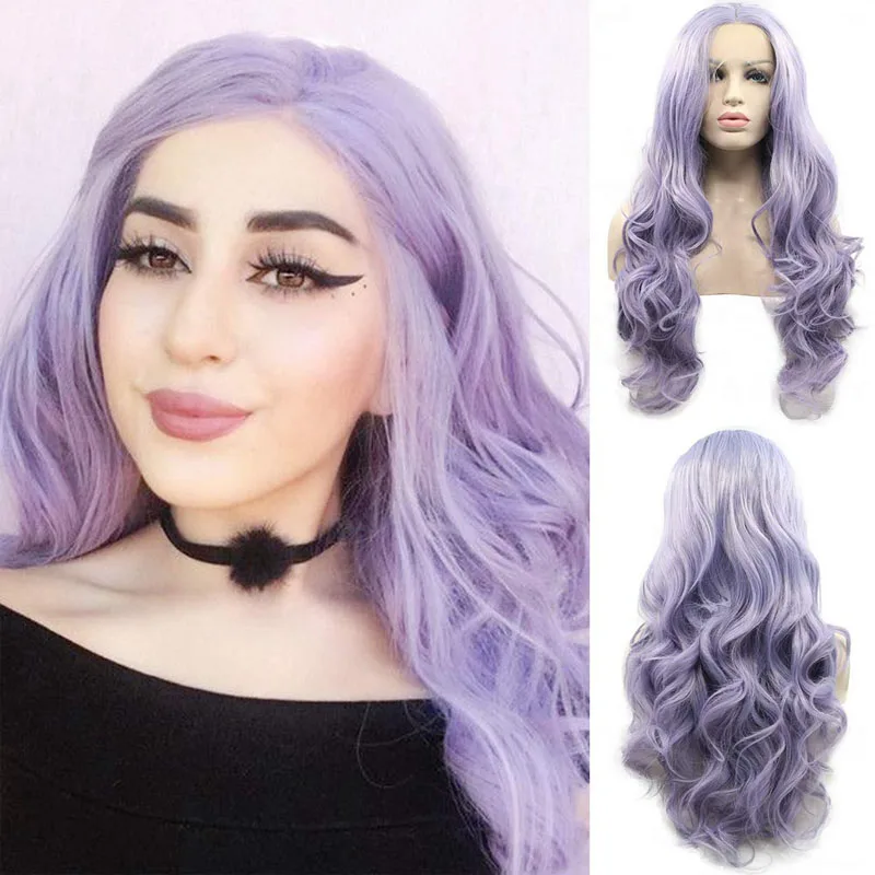 Green Blue Red Purple Gold Pink Wavy Lace Front Wigs for Women Natural Soft Haur Wigs Long Water Wave Synthetic Wig Cosplay Wig