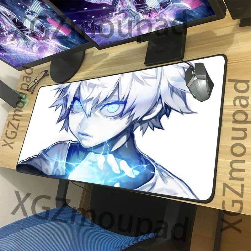 

XGZ Large Computer Desk Mat Black Lock Edge Hunter Killua Zoldyck Anime HD Custom Mouse Pad Rubber Non-slip for Lol Dota Gamer