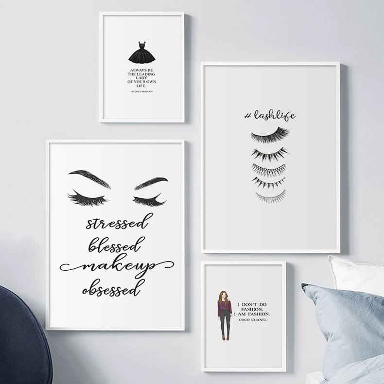 

Canvas Prints Home Decoration Pictures Wall Artwork Lashes Fashion Painting Modular Nordic Style Letter Poster For Living Room