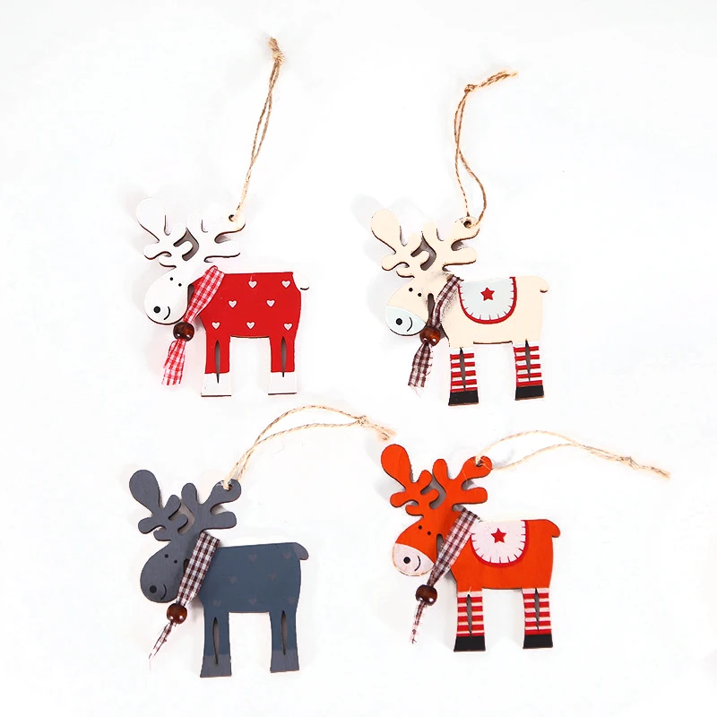 

Christmas Tree Pendant Wooden Color Elk Pendant Home Decor DIY House Christmas Gift Color Fawn Ornaments