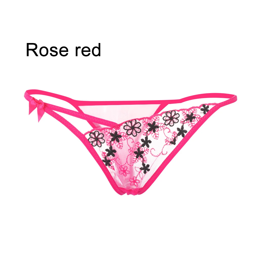 Style 2-rose red Сексуальные эротические бандажные стринги, стринги, женское нижнее белье, Т-образный вырез, Бабочка, цветочное нижнее белье, кружевные трусики, полые бесшовные трусы - Цвет: Style 2-rose red
