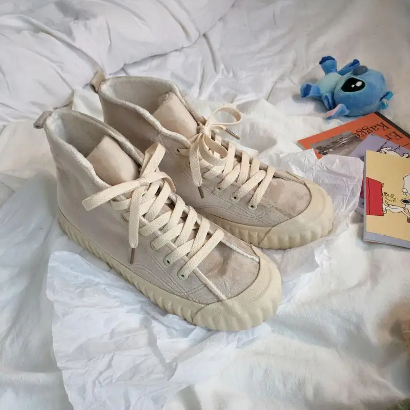 

Winter Women's Sneakers High Top 2019 New Flat Plush Canvas Sneakers Women Comfortable Velvet Warm Casual Women Shoes AD-72