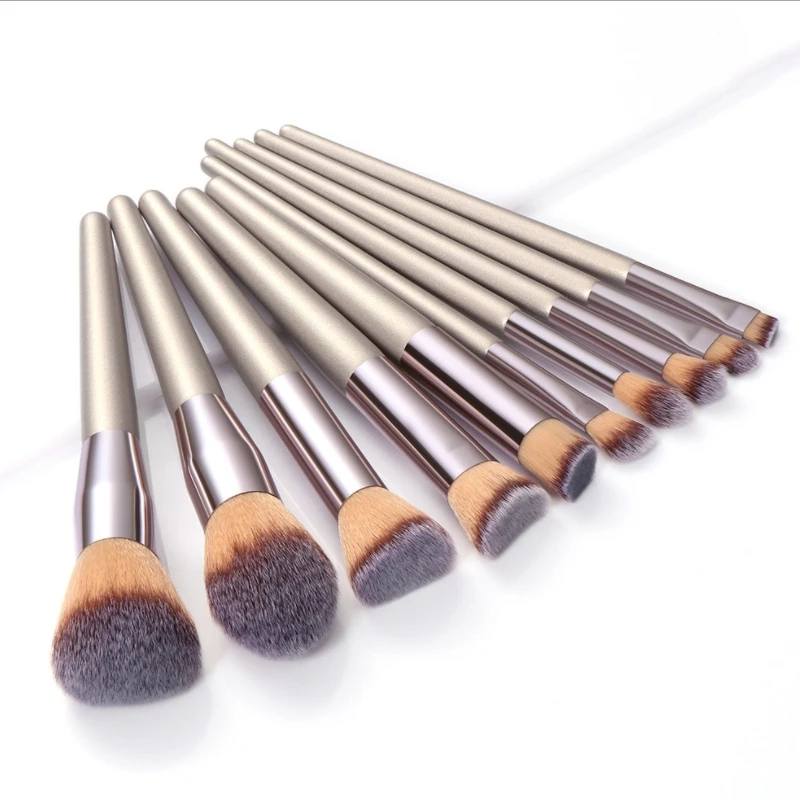 

10pcs Champagne Makeup Brushes Set For Cosmetic Foundation Powder Blush Eyeshadow Blending Make Up Brush Beauty Tool