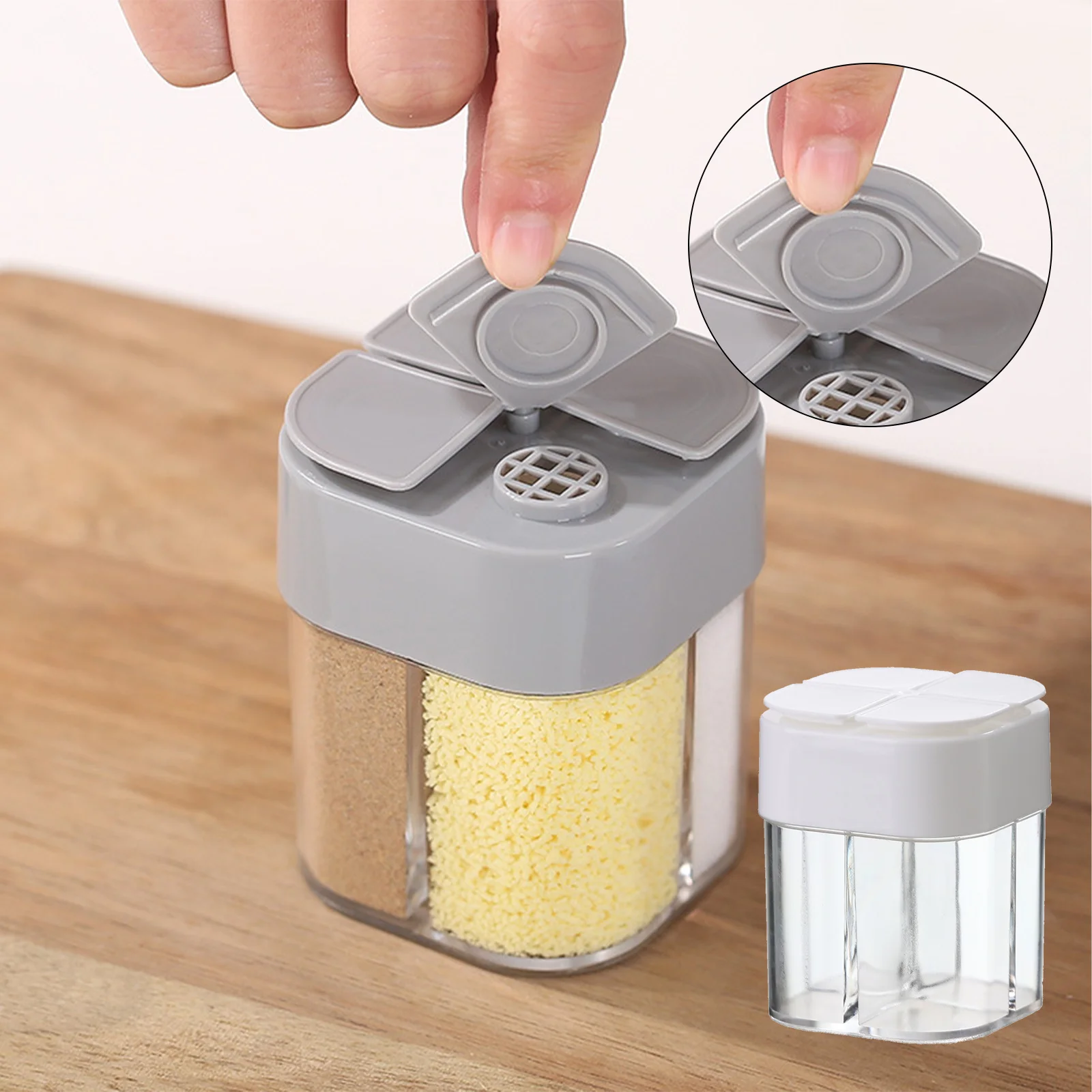 

4 In 1 Salt And Pepper Shakers Plastic Seasoning Containers For Kitchen Barbecue Moisture Proof Spice Dispenser Shaker With Lid