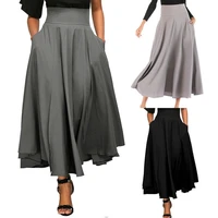 high side skirt pleated casual femme long women largas skirts skirts waist women split pockets a line side faldas long for skirt