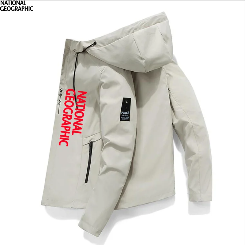 

National Geographic 2021 Spring Autumn New Men‘S Fishing Jacket Windbreaker Hoodie Zipper Waterproof Jacket Fishing Clothes Top