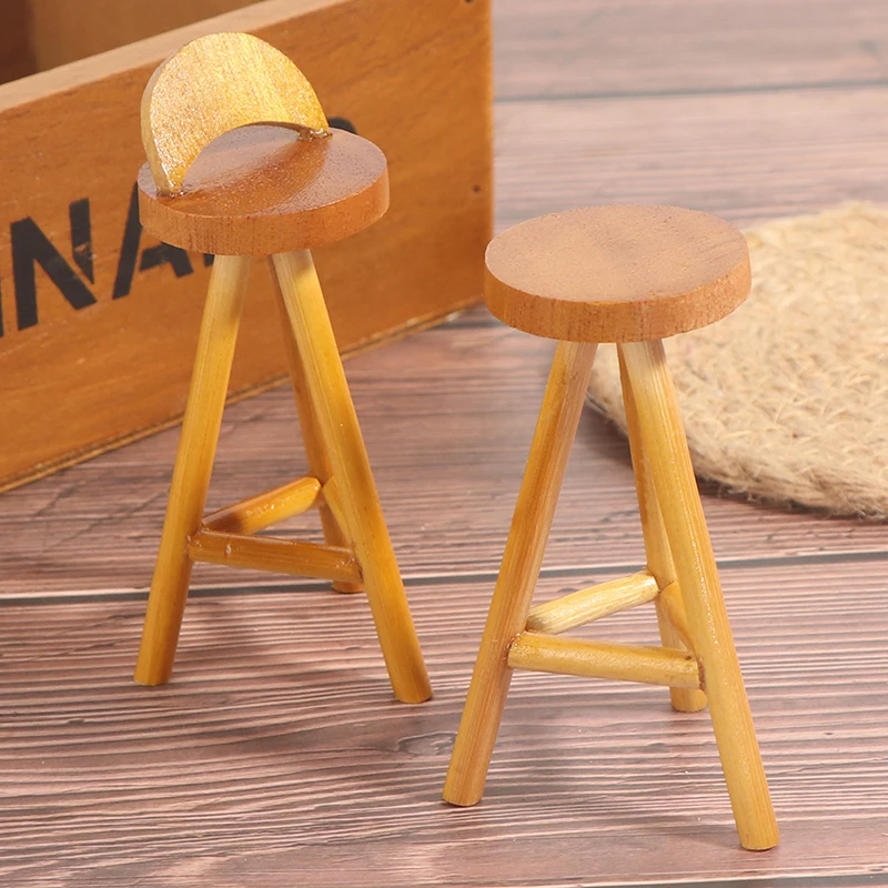 

1PC 1/12 Dollhouse Miniature Wooden Bar Stool Bar Chair Doll House Furniture Decor New
