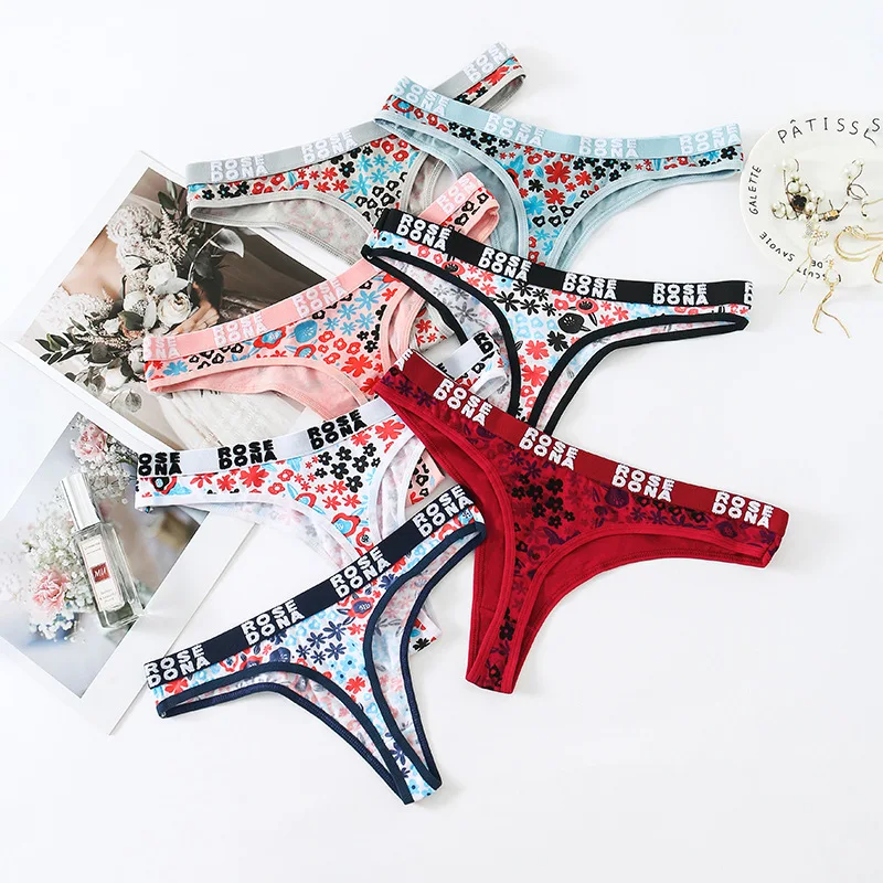 

Соблазнительные женские стринги с заниженной талией MAY LOVE YOU, нижнее белье, трусики с буквенным принтом, дышащие Т-образные штаны, Хлопковые ...