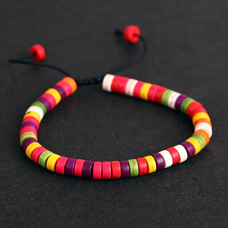 Мужские и женские браслеты в богемном стиле разноцветные радужные с шармами бохо