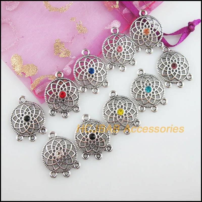 

20 New Sun Charms Tibetan Silver Tone Retro Mixed Crystal Connectors 18x24.5mm