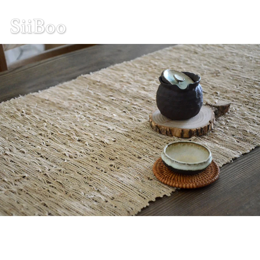 Европейский винтажный бежевый рами льняные бегуны для стола домашний декор