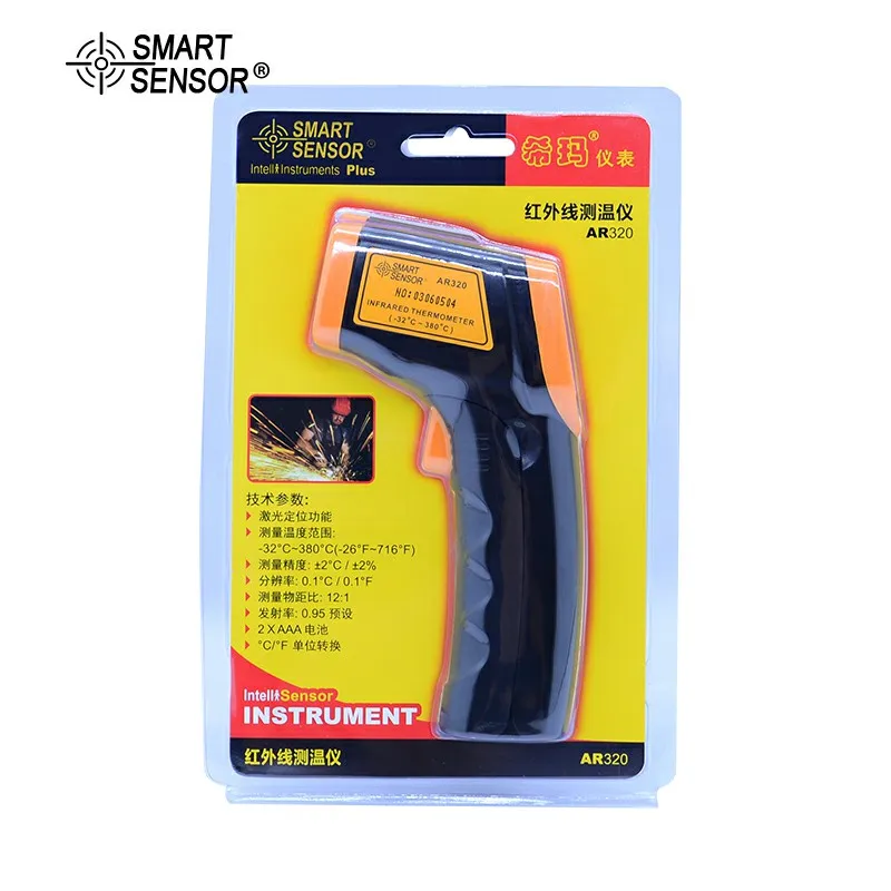 

AR320 Infrared Thermometer Digital IR Thermometer Non-Contact IR Laser Point Gun Pyrometer -32C~380C(-26F-716F) Data Hold