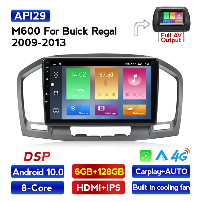 Автомобильный мультимедийный плеер NaviFly Android 10 DSP радио gps для Buick Regal 2009 2013 Opel Insignia 1