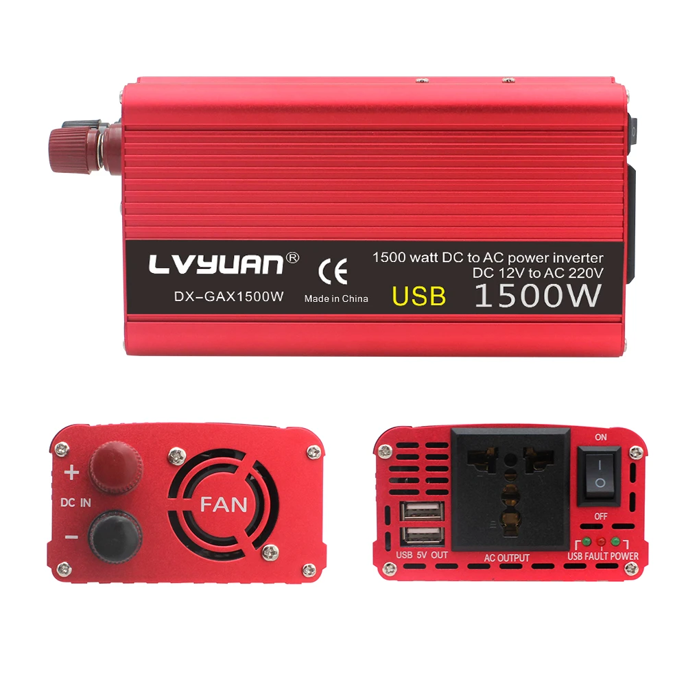 Фото Профессиональный Автомобильный Инвертор 1500 Вт DC 12V к AC 220V-240V преобразователь Профессиональный Автомобильный Инвертор 1500 Вт DC 12V к AC 220V-240V преобразователь