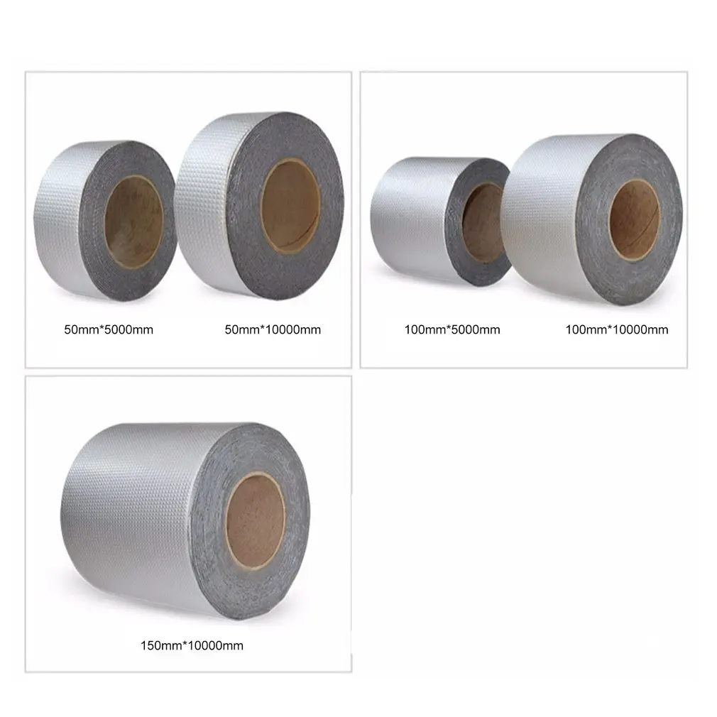 5cmx5m Strong Quality Aluminium Foil Butyl Rubber Tape Pipe Glass Floor Roof Window Wall Waterproof Adhesive Sealer 1.5mm Thick