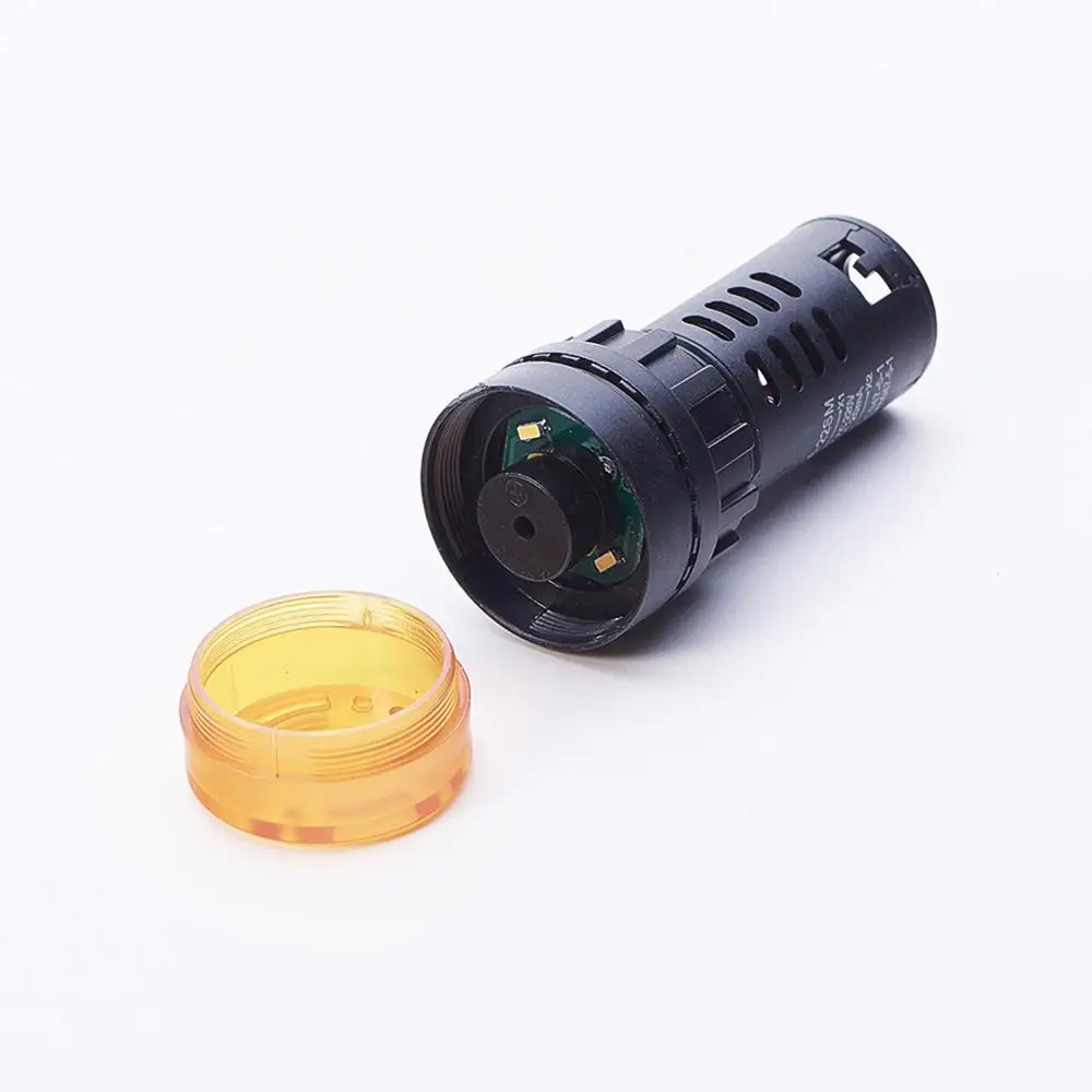 

Hot 2/3PCS AD16-22SM LED Plastic Indicator Signal Power 12V/220V Yellow Lights 22mm Buzzer Indicator Light Working Life 30000h