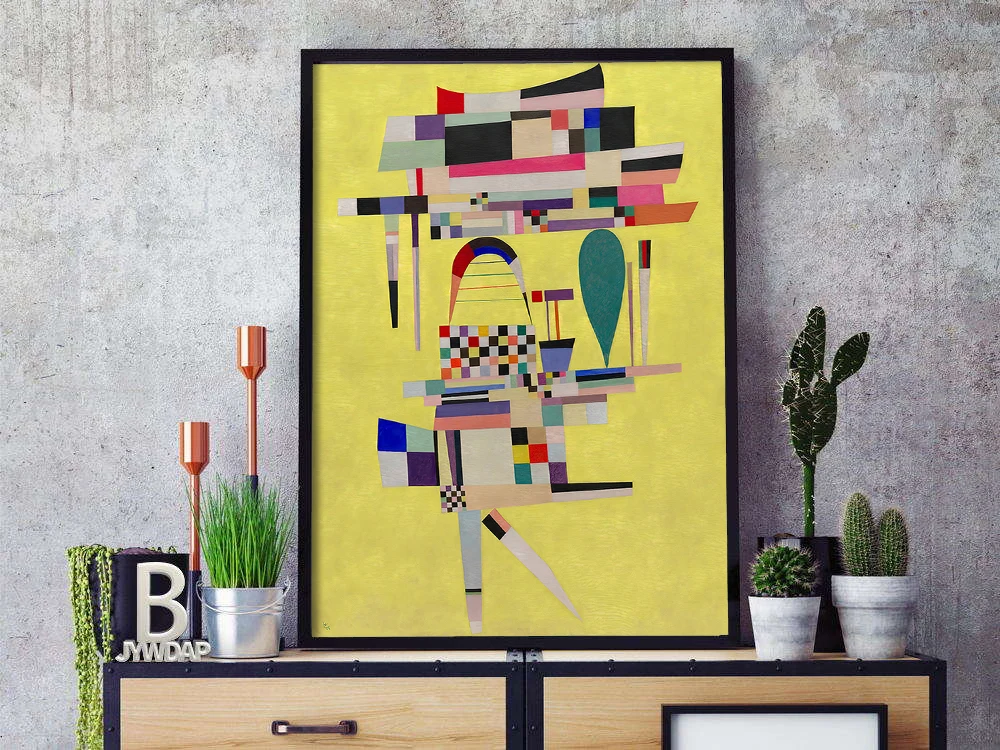 Wassily Kandinsky плакат винтажный желтый выставочный музей холст печать Абстрактная