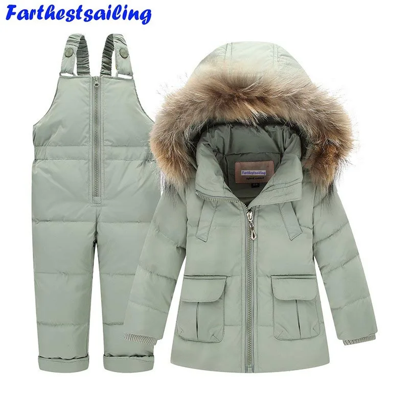 Детские зимние костюмы куртка пуховик на утином пуху для девочек и мальчиков +
