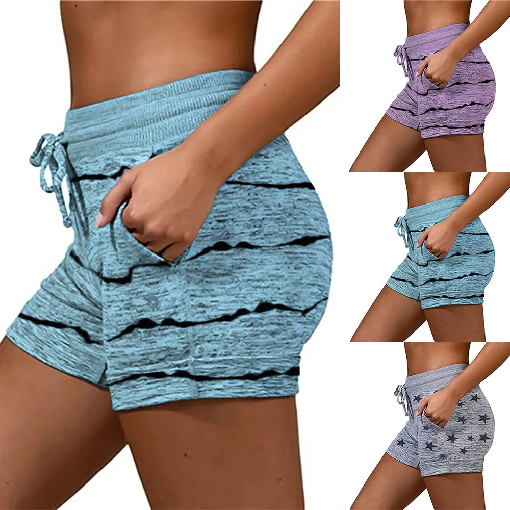 

Женские короткие штаны для йоги 3 цветов, штаны с принтом, женские шорты, спортивные шорты для фитнеса, летние модные повседневные женские шо...